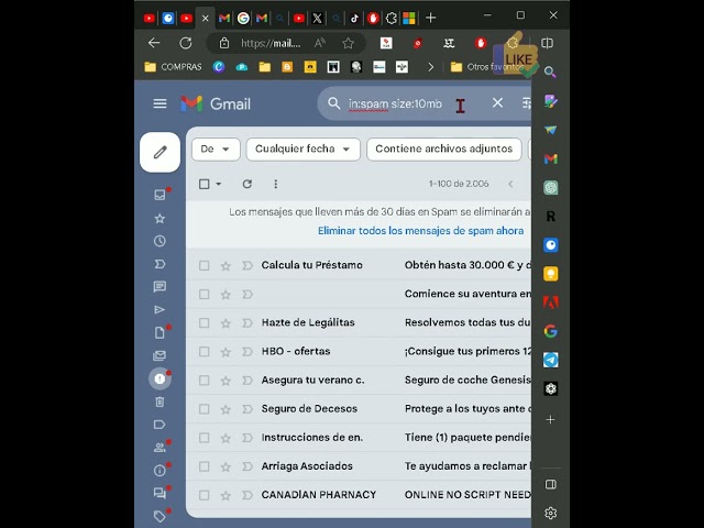 Como filtrar emails, por tamaño en #Gmail