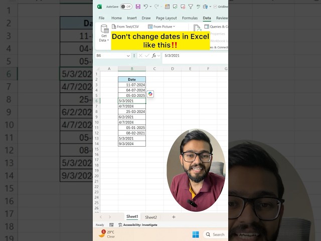 Don't Change Date in Excel like this‼️Instead Use Amazing Trick #excel #exceltips #shorts