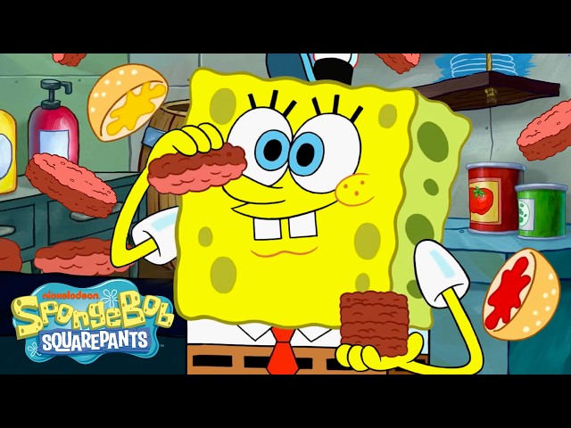 1 Hour of SpongeBob Cooking Krabby Patties 🍔 | SpongeBob