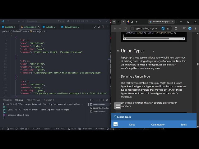 day3: typing an express app with typescript - code with me, pomodoro 50/10, lofi