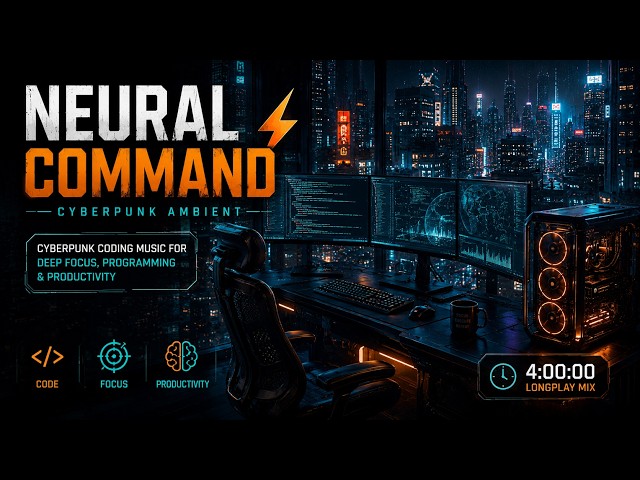 NEURAL COMMAND ⚡ Cyberpunk Coding Music for Deep Focus, Programming & Productivity