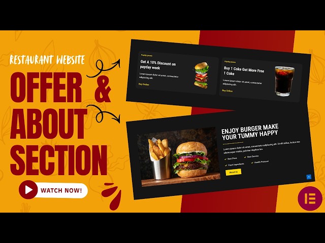 Restaurant Website Design Using Elementor | Offer & About Us Section | Step by Step