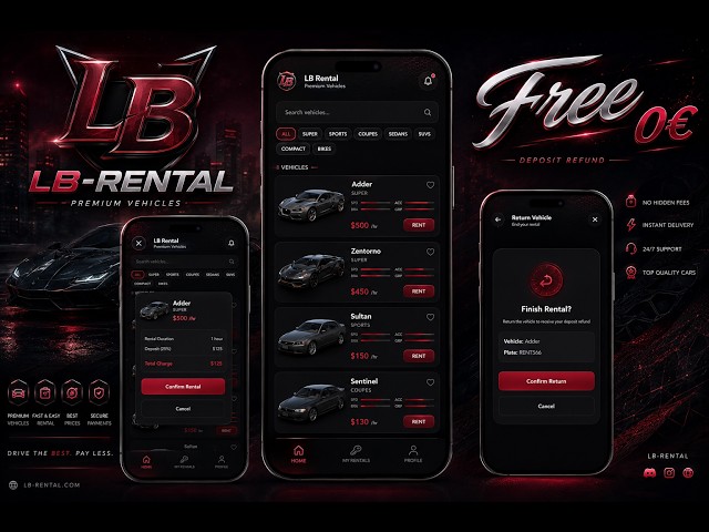 [FREE] FiveM Advanced Vehicle Rental Script | Modern UI & Configurable Prices | QBCore Free Download