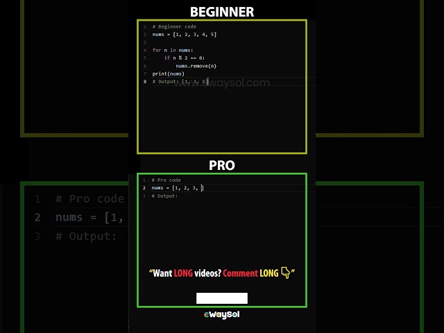 Python Beginner vs Pro – Stop Modifying a List While Looping (Python TIP 33) #python #coding #learn