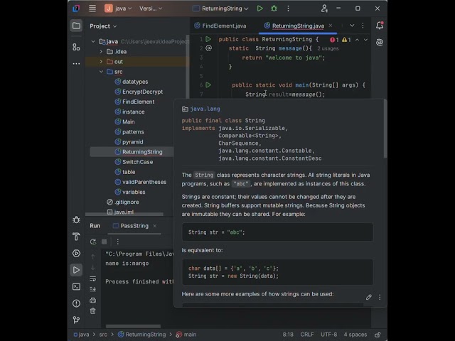 return the string method #javaprogramming #coding #javaprogramming #strings