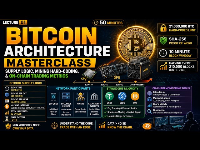 Bitcoin Architecture Masterclass: Supply Logic, Mining Hard-Coding, & On-Chain Trading Metrics