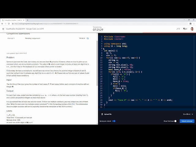 Google Codejam 2019 - Foregone Solution