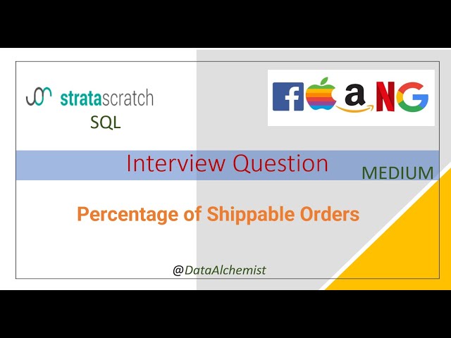 Percentage of Shipable Orders | Medium | StrataScratch | SQL | Solution | Interview Problem
