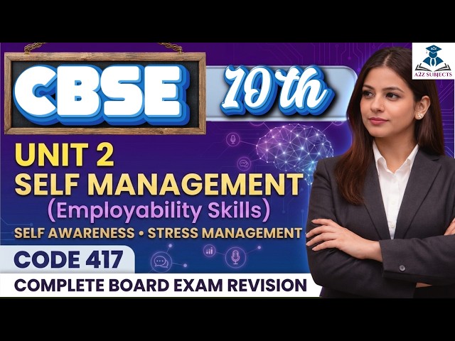 Class 10 AI Code 417 |Unit 2:Self-Management Skills | Artificial Intelligence l Employability Skills