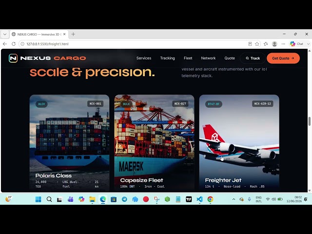 A freight hauling company landing page, designed with HTML, CSS and JAVASCRIPT, #viral, #trending