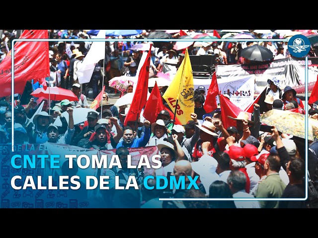 CNTE inicia huelga nacional y marcha en CDMX; colocan manta contra Mundial 2026