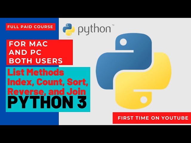 List Methods Index, Count, Sort, Reverse and Join Coding for Kids Python Learn Code 50 Awesome Games