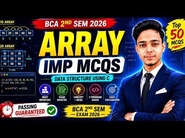 Array TOP 25 MCQs | Data Structure MCQs | Important MCQs Based On Array | Data Structure Using C