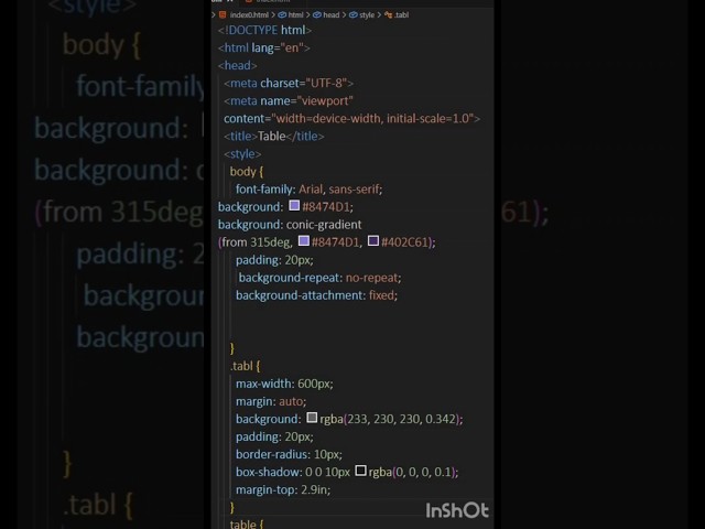 Stylish HTML Table With CSS-Web Design #htmltutorial #css3 #html5 #htmlcss