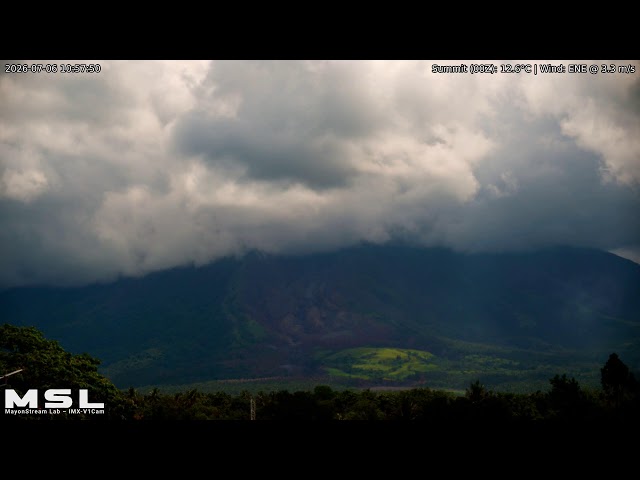 🔴 LIVE: Mayon Volcano Eruption, PH (SSW view) [RPi IMX-V1cam] 23:00 Jul-05-2026 (PST)