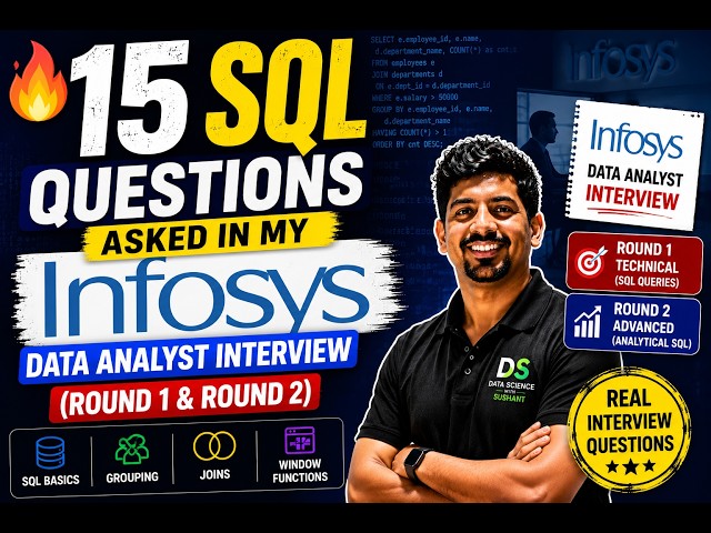 🔥 15 SQL Questions Asked in My Infosys Data Analyst Interview (Round 1 & Round 2)