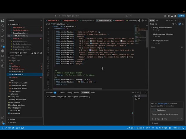 Automated News Digest Generator with Design Patterns (Singleton & Builder)