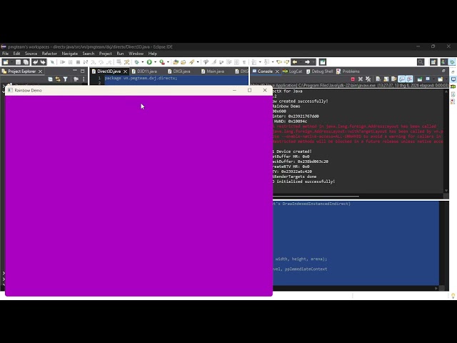 DirectX Binding For Java Demo (Rainbow color Background clear)