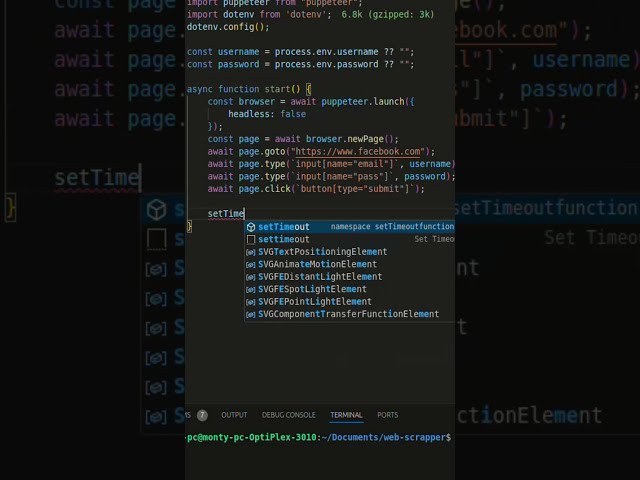 Login Facebook using Typescript/javascript/Scrapping #programming #coding #automation
