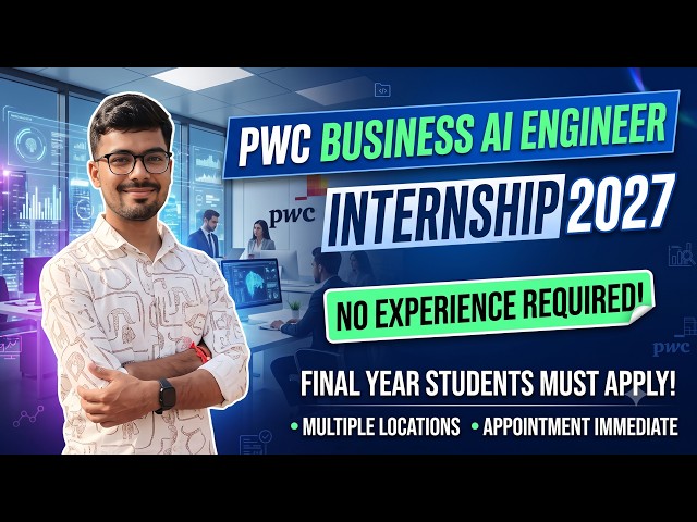 PwC Is Hiring! Business AI Engineer Internship 2027 | Eligibility & Application Guide