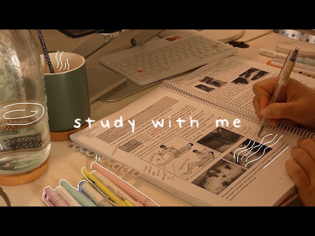STUDY WITH ME 4hrs with breaks 🌙 50/10 pomodoro (no music)