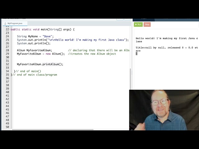 Our first Java class...