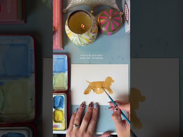 Easy cocker spaniel painting tutorial #watercolor