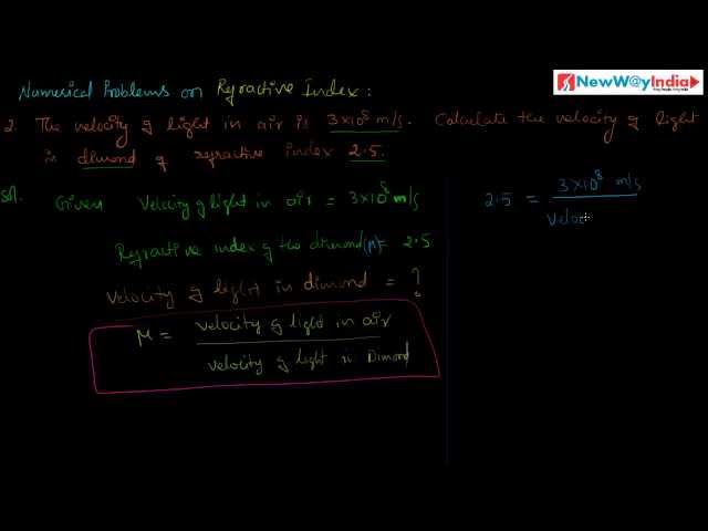 ICSE CBSE Physics Class 10 Light - Numericals on Refractive Index