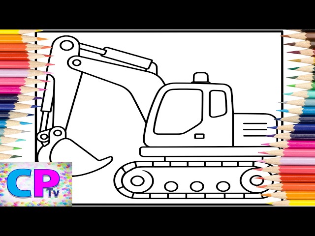 Excavator Coloring Pages/Machine Ready to Work/Creative Activities/Art Therapy/Relaxing Video