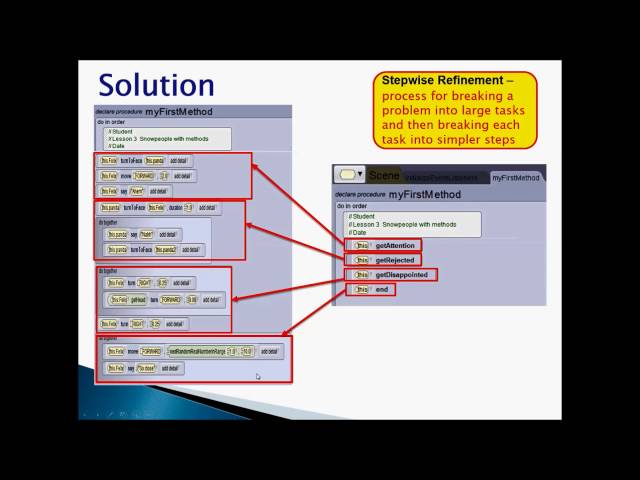 Alice Programming - Step wise Refinement  Snow people with procedures Part-1