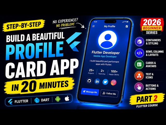 Build a Beautiful Flutter Profile Card App 🔥 | Learn Flutter Widgets & Layout | Flutter Course #2