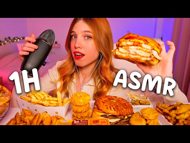 ASMR 1 HOUR EATING 🍔🍟🍗🍣 (Burger King, Mcdonalds, Sushi, Popeyes, KFC, Snacks)