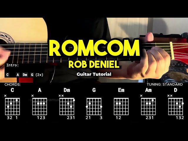RomCom - Rob Deniel | Easy Guitar Chords Tutorial For Beginners (CHORDS & LYRICS) #guitarlessons