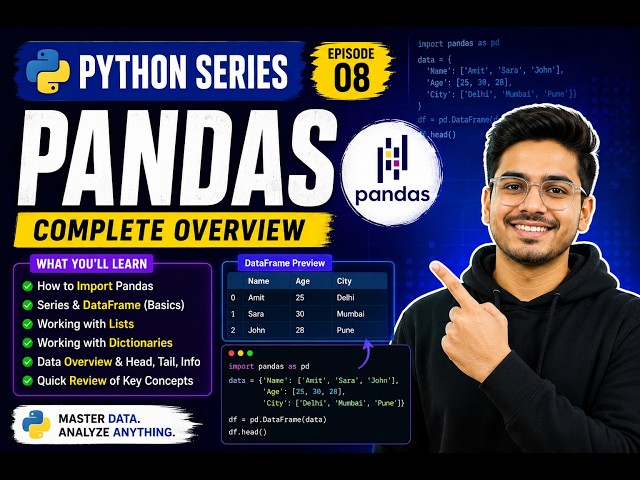 Python Pandas Tutorial for Beginners | Import Pandas, Lists, Dictionaries | Python Series #08