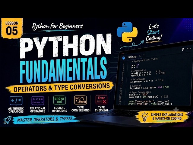 05 - Python Operators & Type Conversion | Relational, Assignment & Logical Operators
