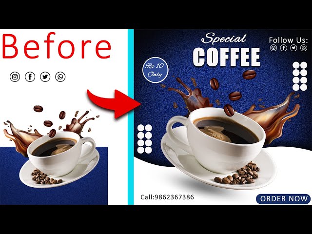 Coffee Creative Social Media Post Design ll Photoshop Tutorial 2025 ll mycomputerguru1 #photoshop