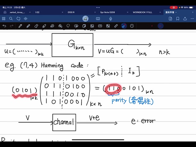 【錯誤更正碼】Linear code: generator and parity-check matrix