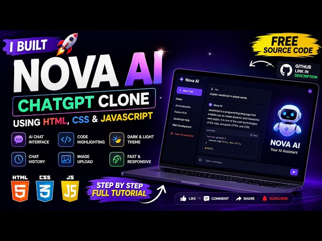 I Built a ChatGPT Clone Using HTML, CSS & JavaScript | Nova AI Full Tutorial 🚀 #ai #chatgpt