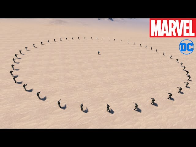 All SUPER HEROES & VILLAINS vs 50x SOLDIERS | (Marvel & DC) | Ultimate Epic Battle Simulator