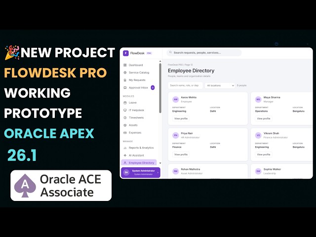 Oracle APEX 26.1 Enterprise Workflow ERP Project | FlowDesk PRO Prototype Demo