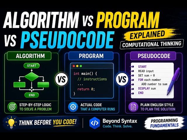 Algorithm vs Program vs Pseudocode Explained | Computational Thinking