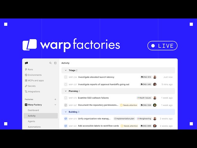 Warp Software Factory Live Demo
