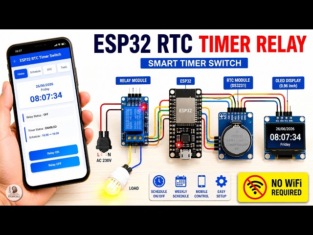 ESP32 RTC Timer Relay Switch | DS3231 Weekly Timer + Web Dashboard | ESP32 Projects 2026