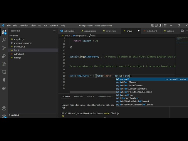 Array find (Javascript)