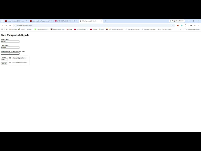 Advanced Java Programming Project - Lab Sign-In Software