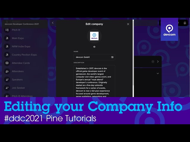 How to edit your Company Info in Pine | devcom Developer Conference 2021