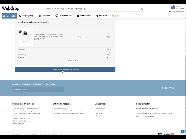 Passage des commandes en dropshipping sur Webdrop Market