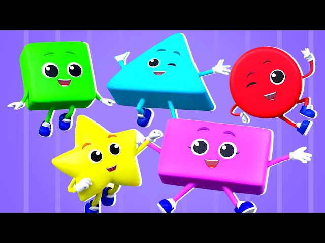Five Little Shapes Jumping On The Bed Song, Nursery Rhymes for Kids