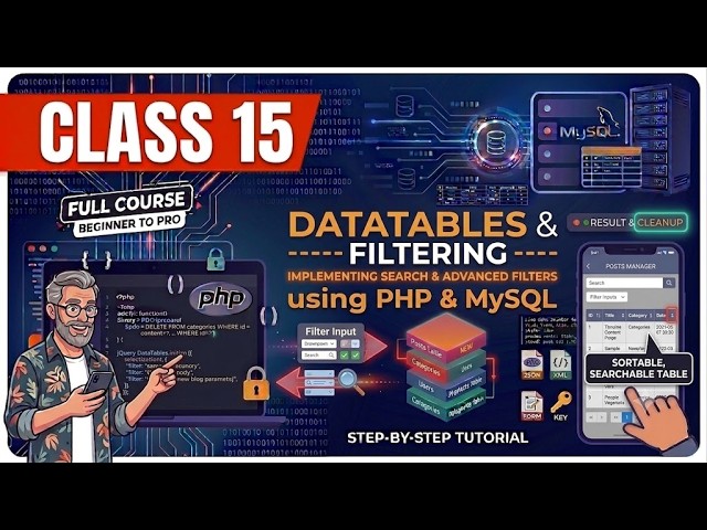 Class 15 | DataTables with Filter | Dynamic Website using PHP MySQL