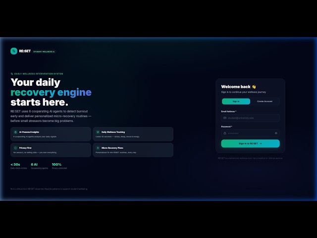 RE:SET — AI-Powered Early Wellness Intervention System